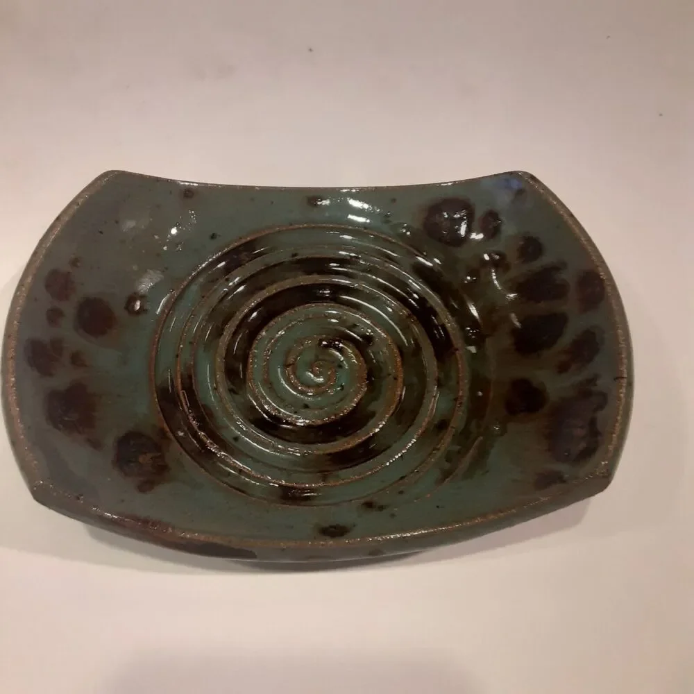 Artist Signed Stoneware Candle Holder Masculine